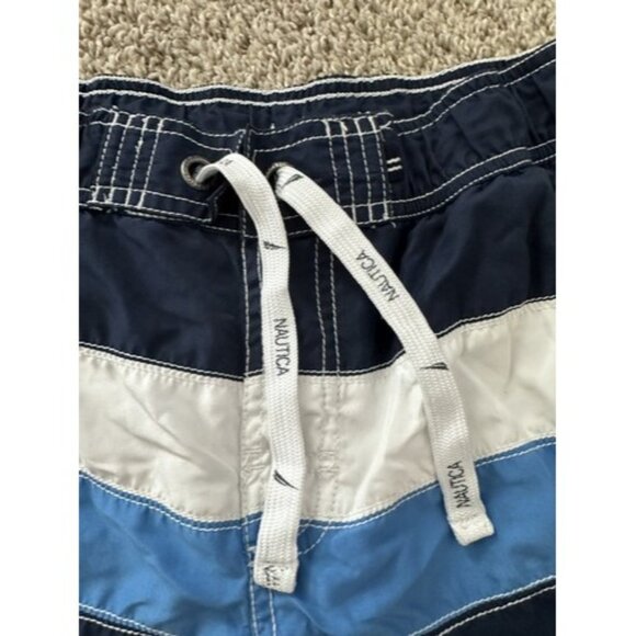 Nautica Swim Trunks Youth M Medium 10-12 Navy Color Block Bathing Suit Pockets - Picture 5 of 8